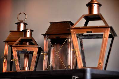 The Manhattan Flush Mount Lantern, Copper Gas & Electric Lanterns